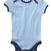 Infant Short-Sleeve Baby Rib Ringer One-Piece
